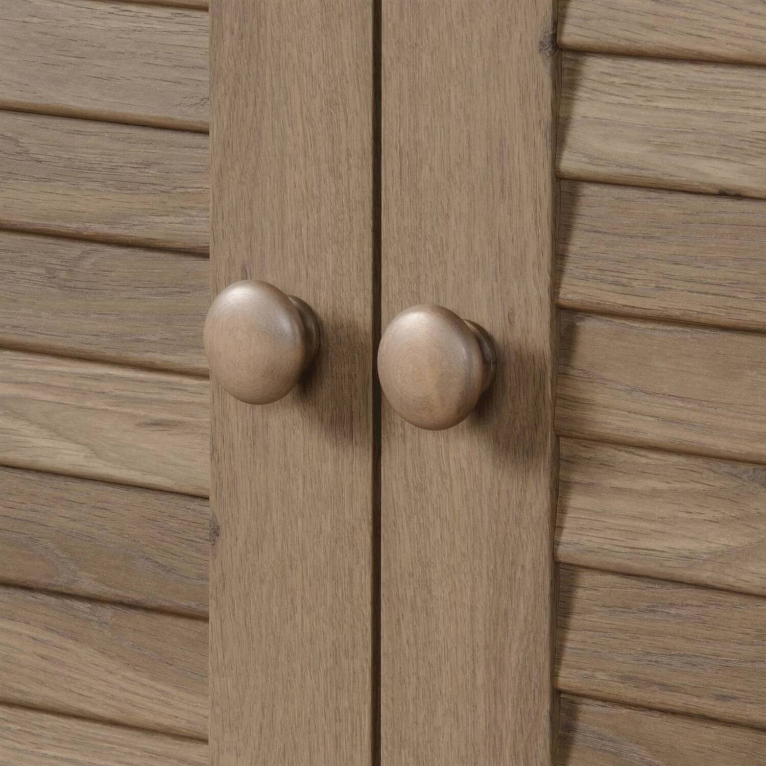 Back. Hivvago - Farmhouse Armoire Storage Cabinet w/ Louver Doors in Light Brown Oak Wood Finish - Light Brown.