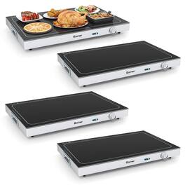 Costway - 4 PCS Electric Warming Tray with Adjustable Temperature Built-In Handles for Buffets - Black