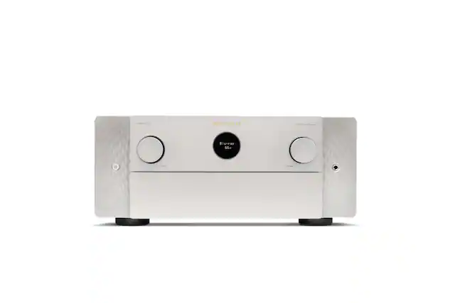 Front. Marantz - Cinema 40 125W 9.4 Ch Bluetooth Capable with HEOS and Dolby Atmos 8K Ultra HD A/V Home Theater Receiver with Alexa - Silver Gold.