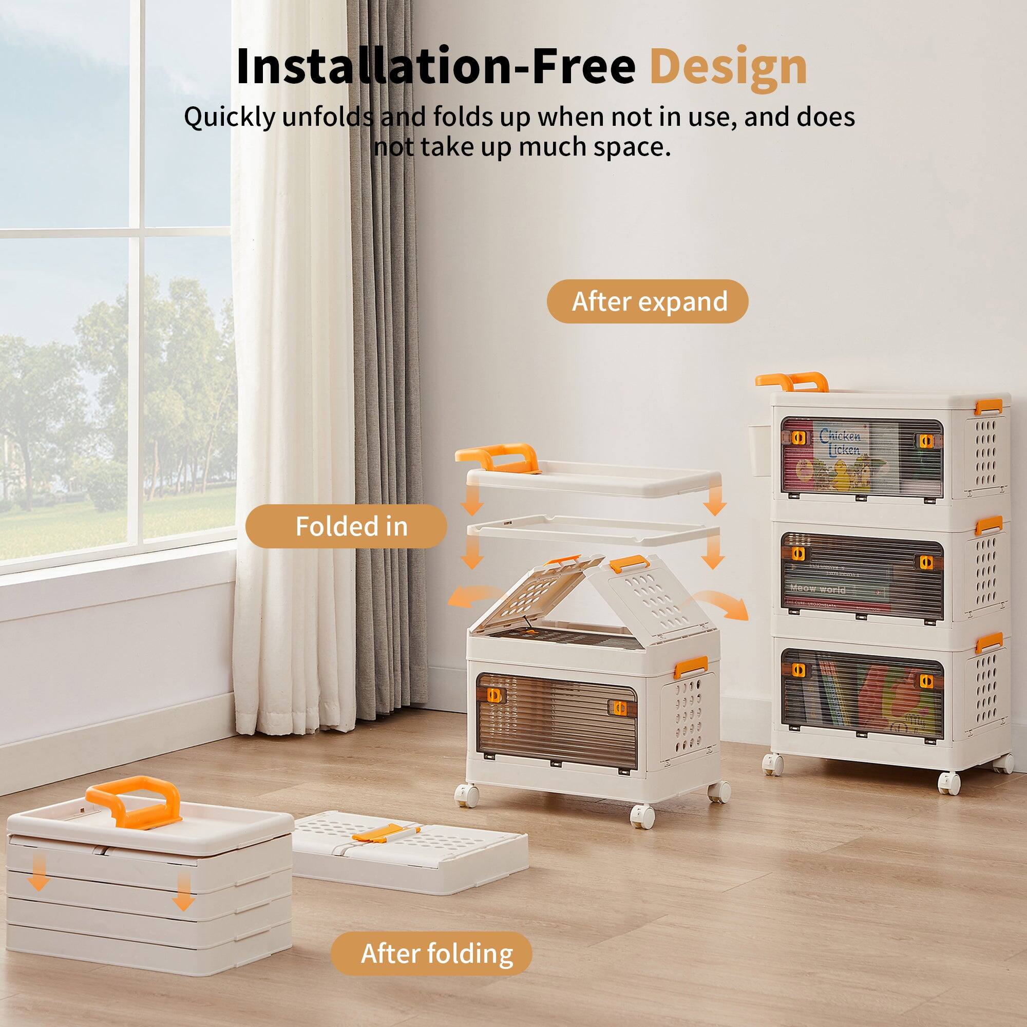 Installation-Free Design  
Quickly unfolds and folds up when not in use, and does not take up much space.

After expand

Folded in

After folding