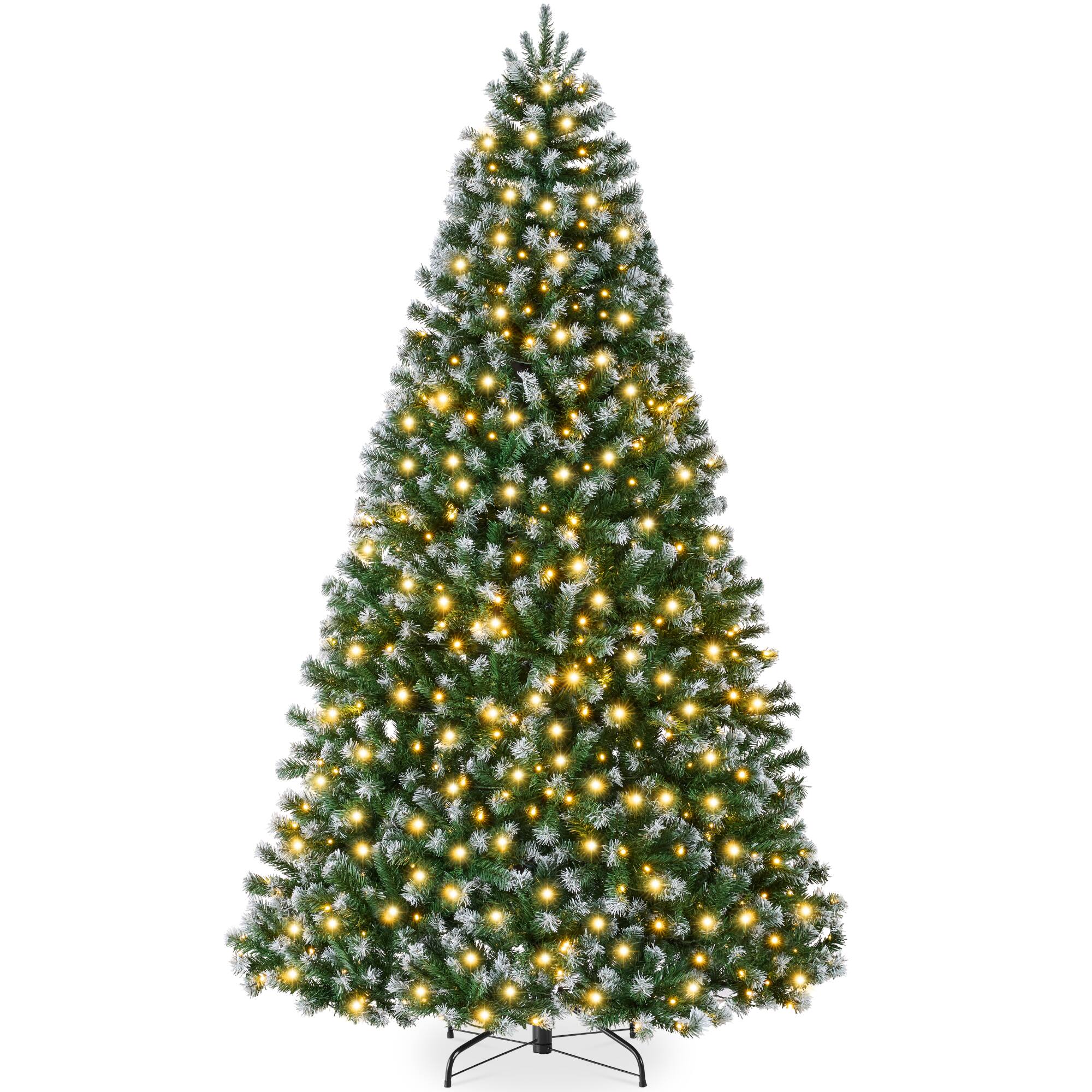 Best Choice Products - Artificial Frosted Christmas Tree, 9ft Premium Pre-Lit Spruce Design, Dense Branches Green Spruce - Green Spruce - Frosted