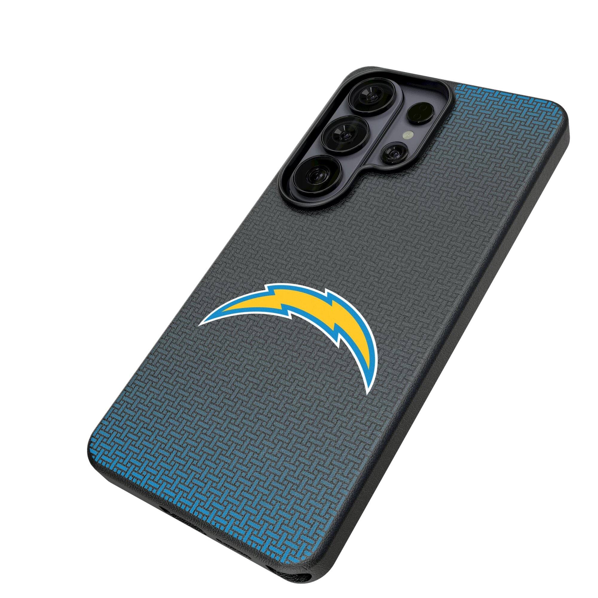 Alt View 1. Keyscaper - Los Angeles Chargers Linen Galaxy Magnetic Bump Case - S24 - Black.