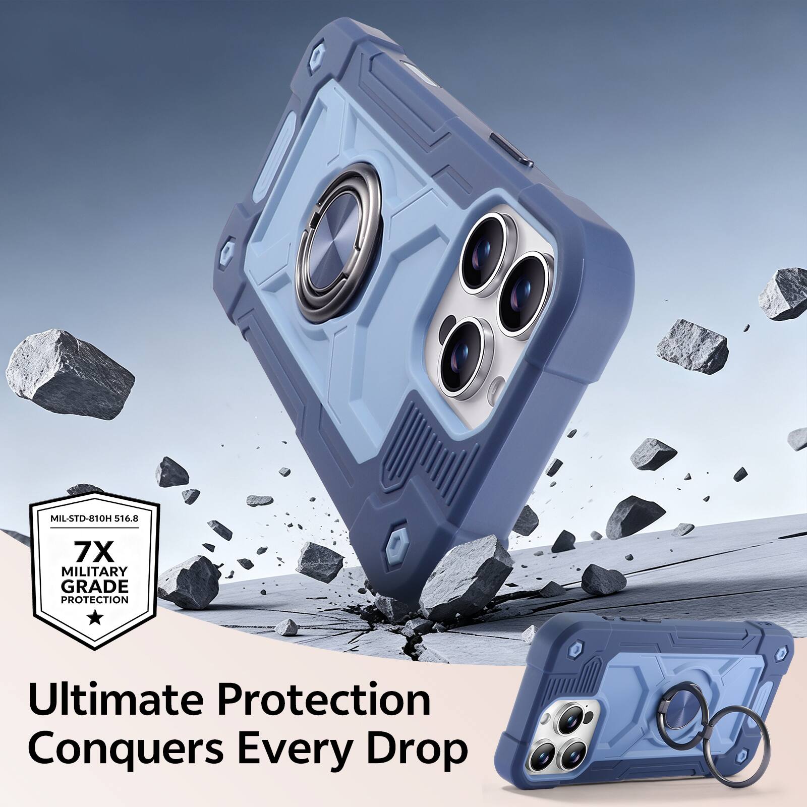 MIL-STD-810H 516.8 7X MILITARY GRADE PROTECTION Ultimate Protection Conquers Every Drop