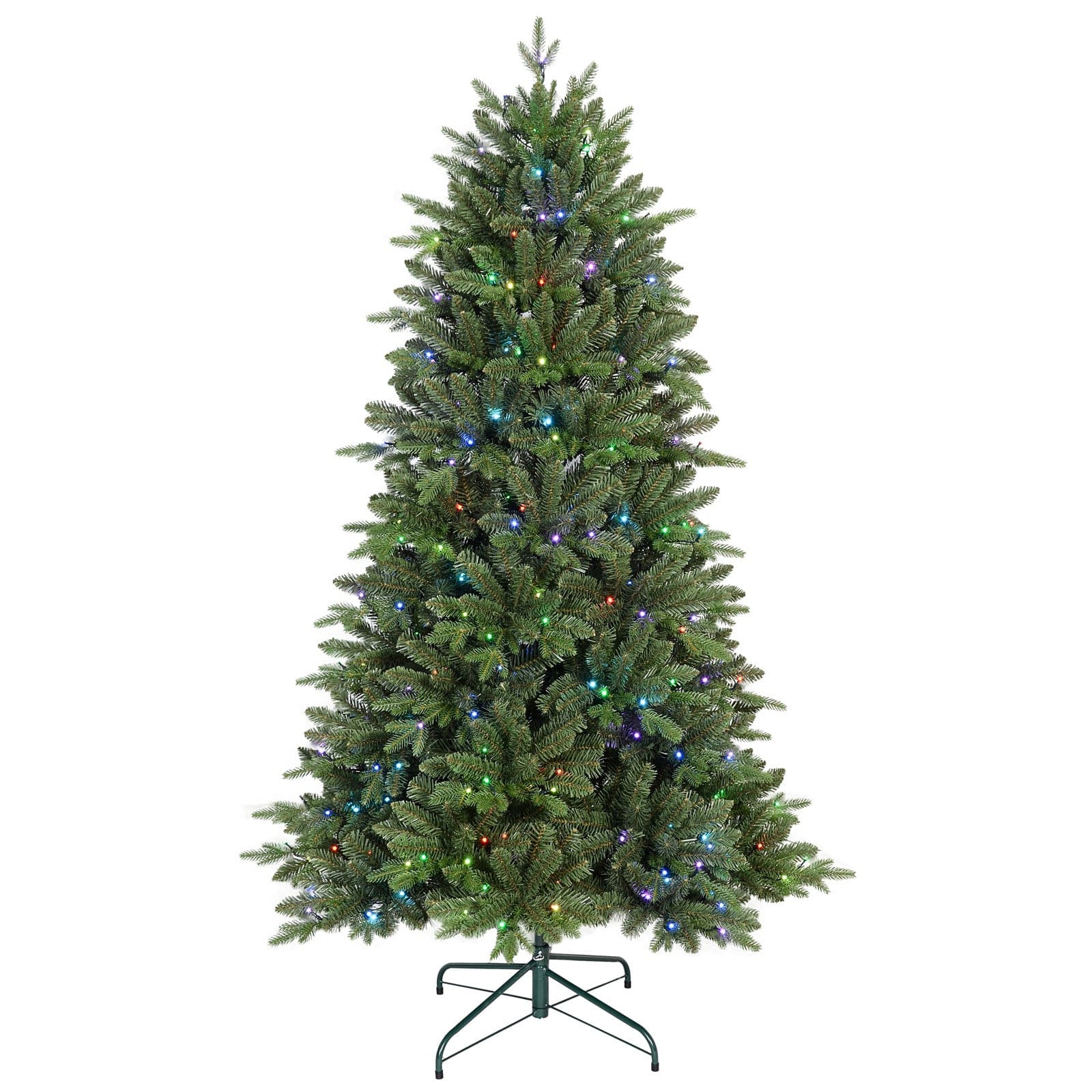 Front. BreeBe - 7FT Prelit Christmas Tree with 340 RGB LED Lights & Easy Power Setup - Green.