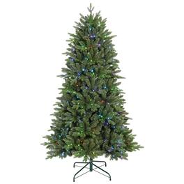 BreeBe - 7FT Prelit Christmas Tree with 340 RGB LED Lights & Easy Power Setup - Green