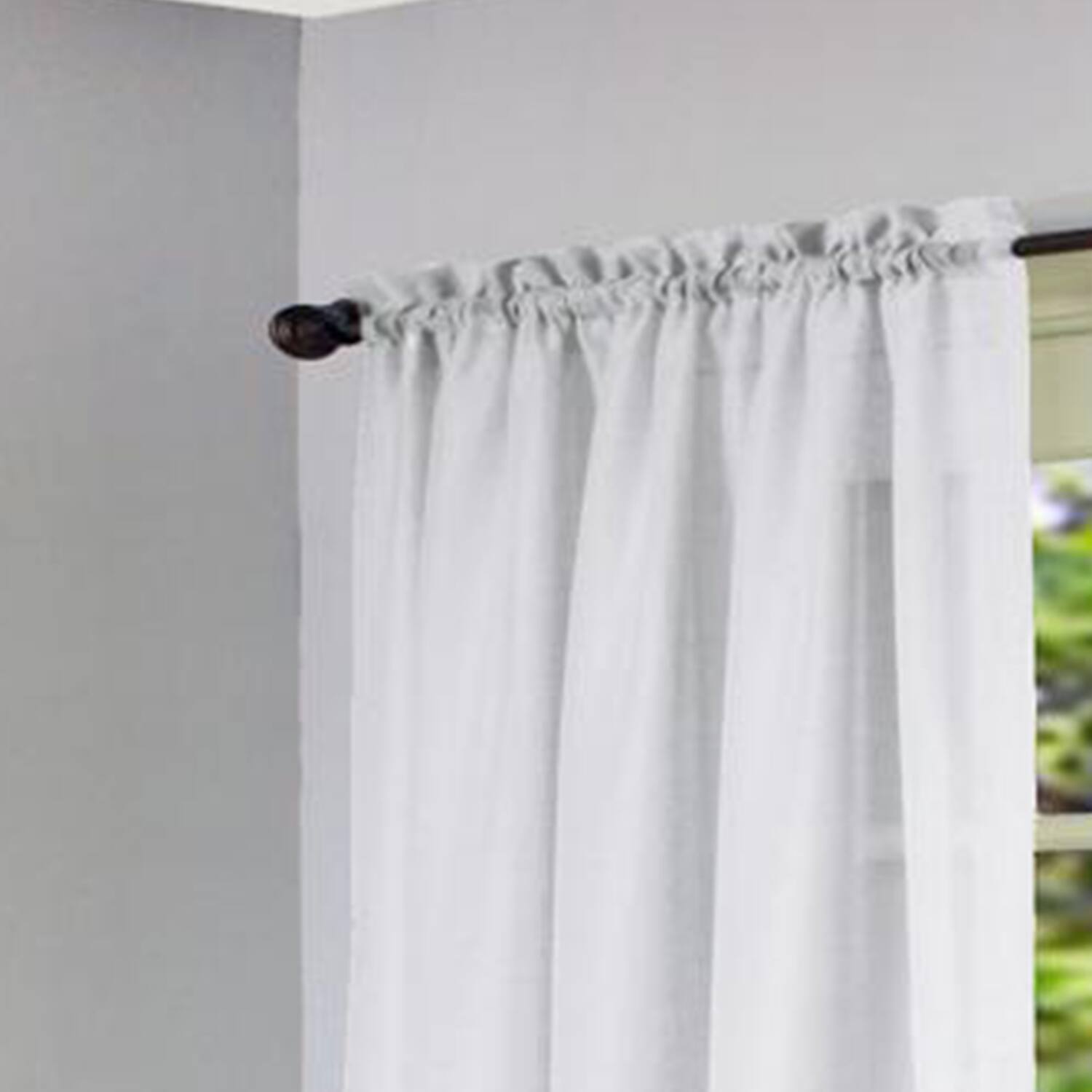 Angle. Commonwealth Home Fashions - Habitat Cote d'Azure Sheer Rod Pocket Windows or Outdoor Living Space Insulated Curtain Panel 56" x 95" White - White.