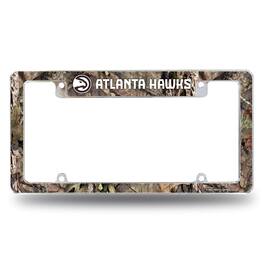 Rico Industries - Atlanta Hawks Chrome Metal License Plate Frame with Bold Mossy Oak Camouflaged Camo Design - Multi