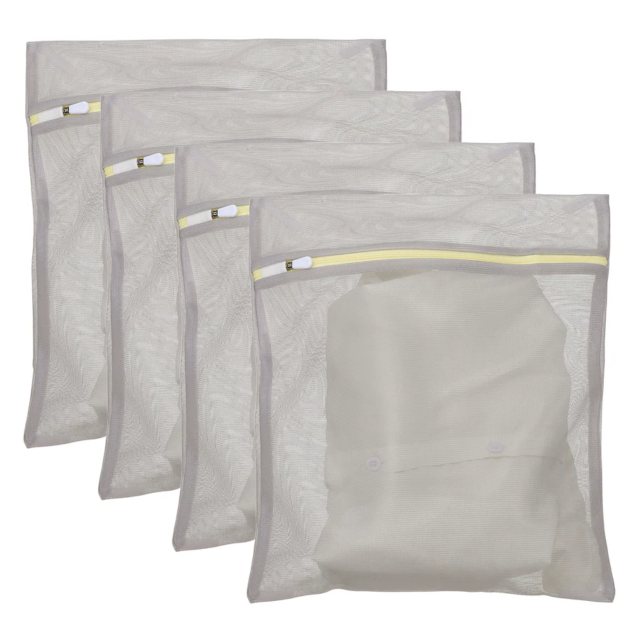 Delictase Unique Bargains 4pcs Mesh Laundry Bags with Zipper Fine Net for ...
