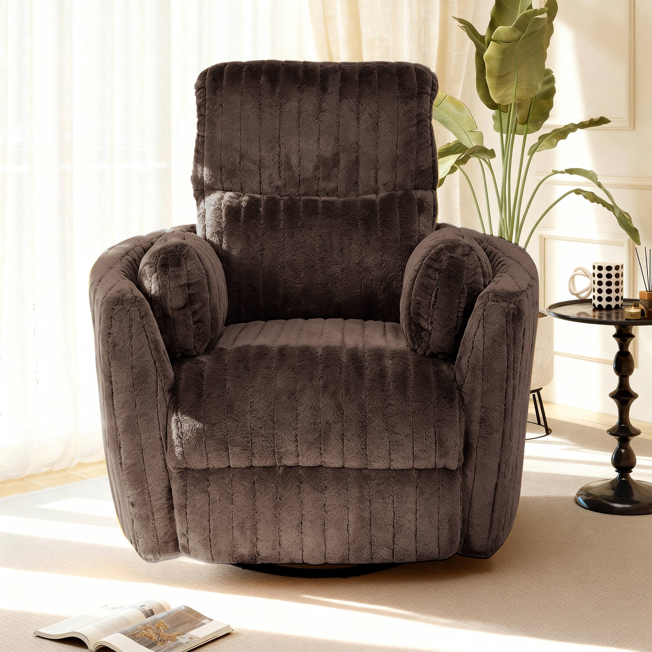 Angle. Aukfa - Swivel Rocking Glider Power Recliner Chair with 24" Wide Seat & Type-C & USB Ports - Brown.