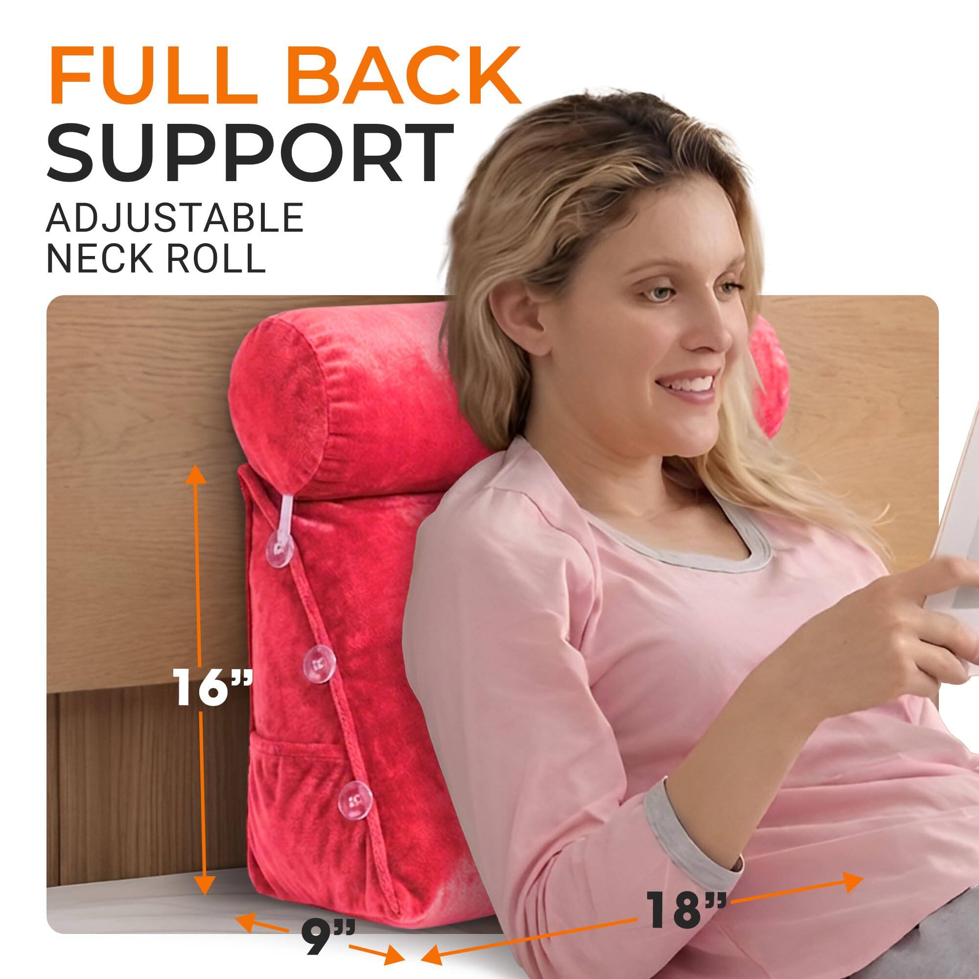 FULL BACK SUPPORT  
ADJUSTABLE NECK ROLL  
16"  
9"  
18"
