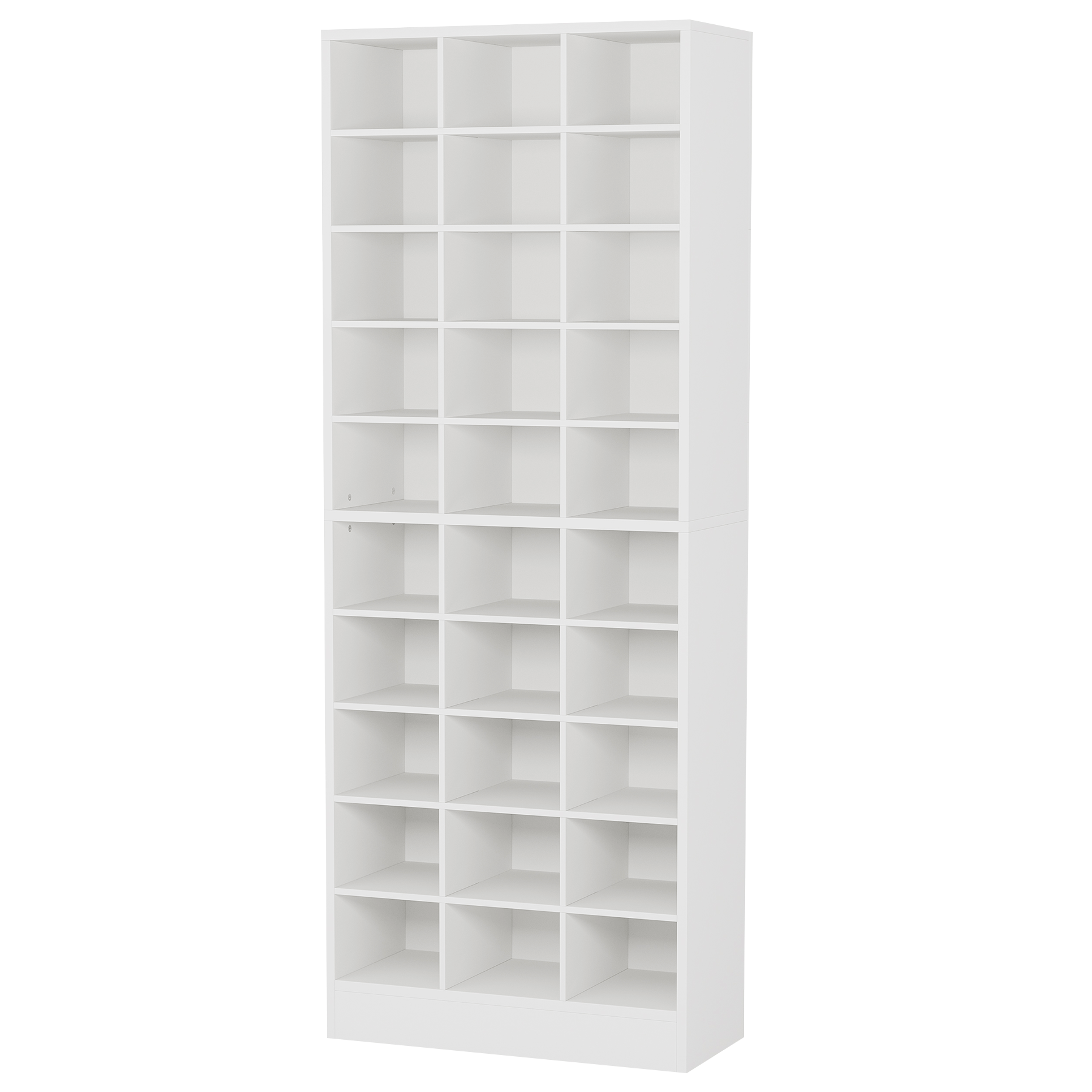Back. TinyHomie - 25.6 Inches 10-Tier White Wooden Shoe Storage Cabinet Modern 30-Cubby Wooden Shoe Rack Organizer - White.