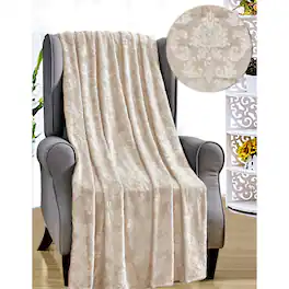 Noble House - Versailles Ultra Soft Plush Contemporary Embossed Pattern All Season 50" x 60" Throw Blanket - Taupe