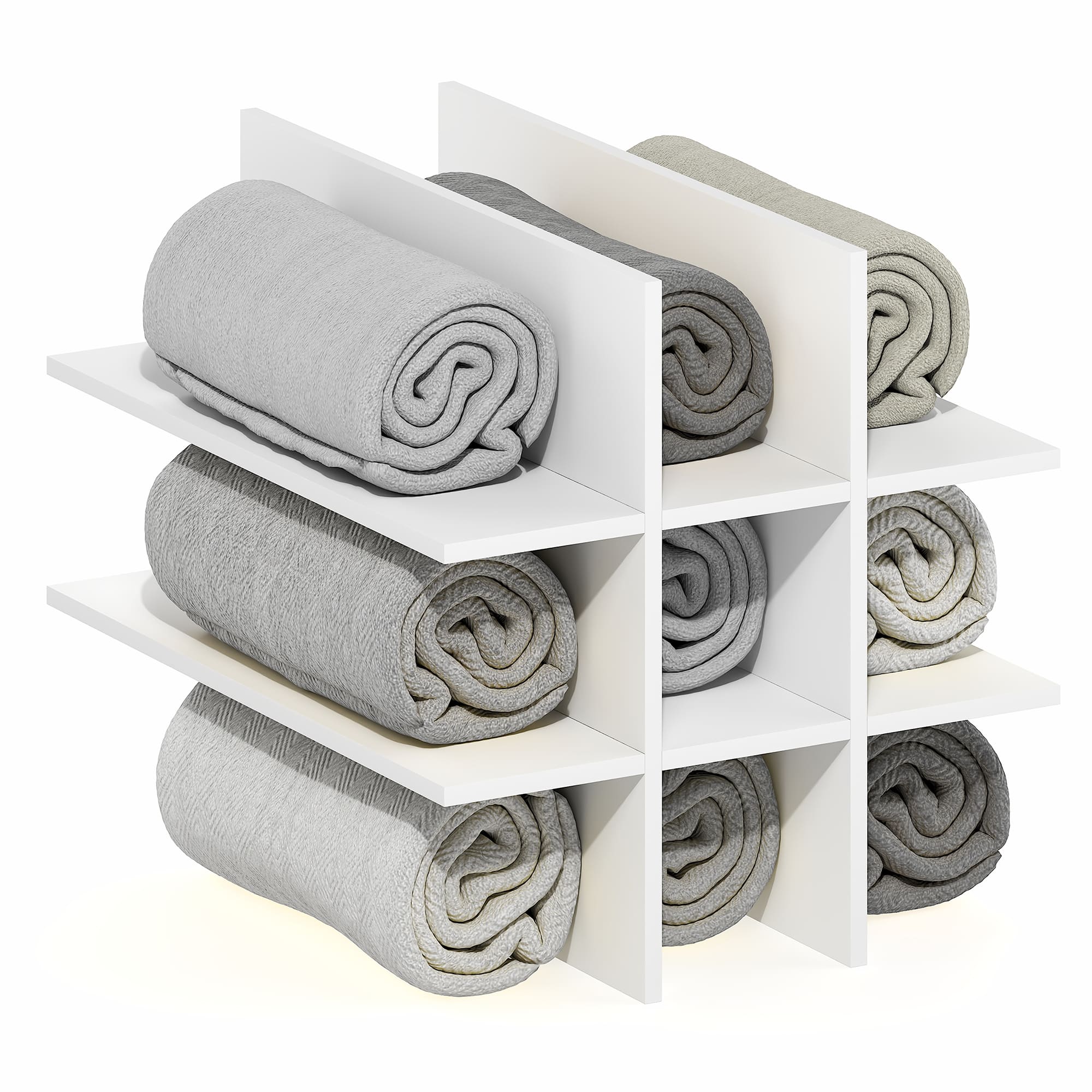 Furinno - CUBICLE Cube Insert, 9-Compartment Storage Cube Insert, Triple Thick Cube Fit, for Organizers - White