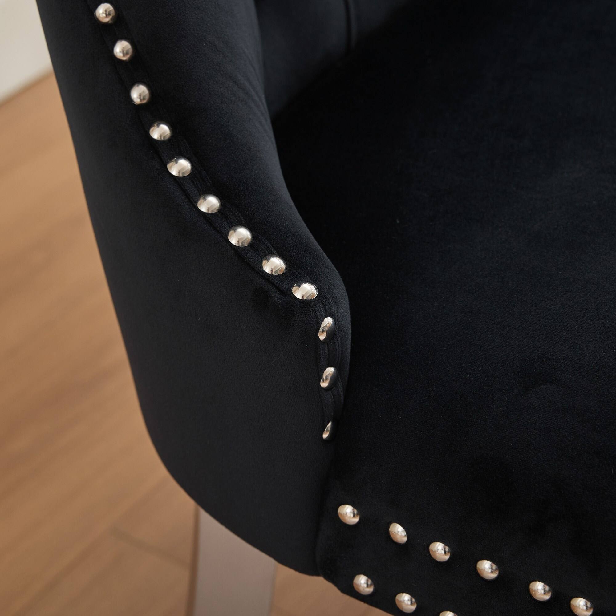 Alt View 8. GOODSILO - Velvet Double Dining Loveseat Bench with Tufted Back and Stainless Steel Legs for Modern Kitchen Seating - Black.