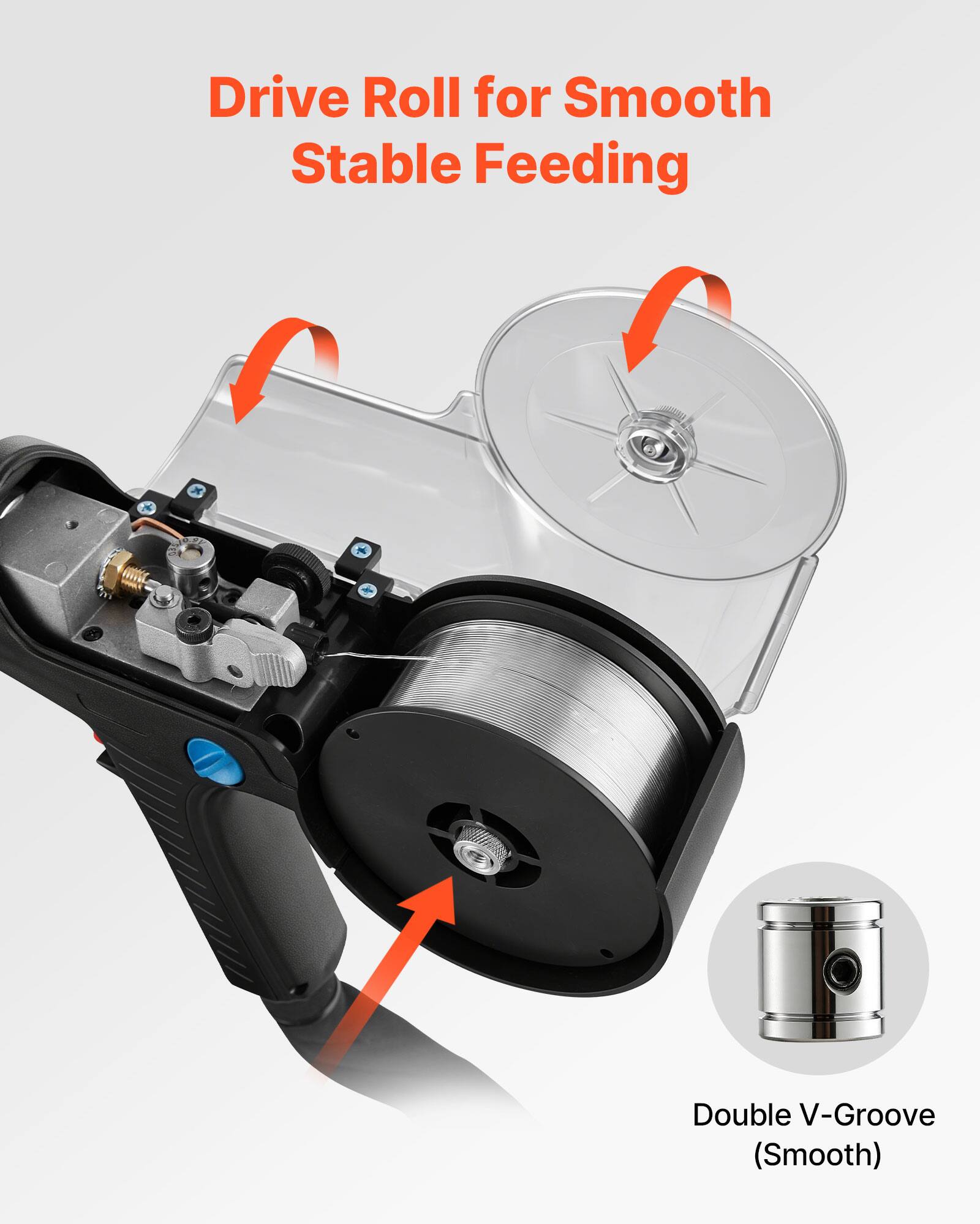 Drive Roll for Smooth Stable Feeding  
Double V-Groove (Smooth)