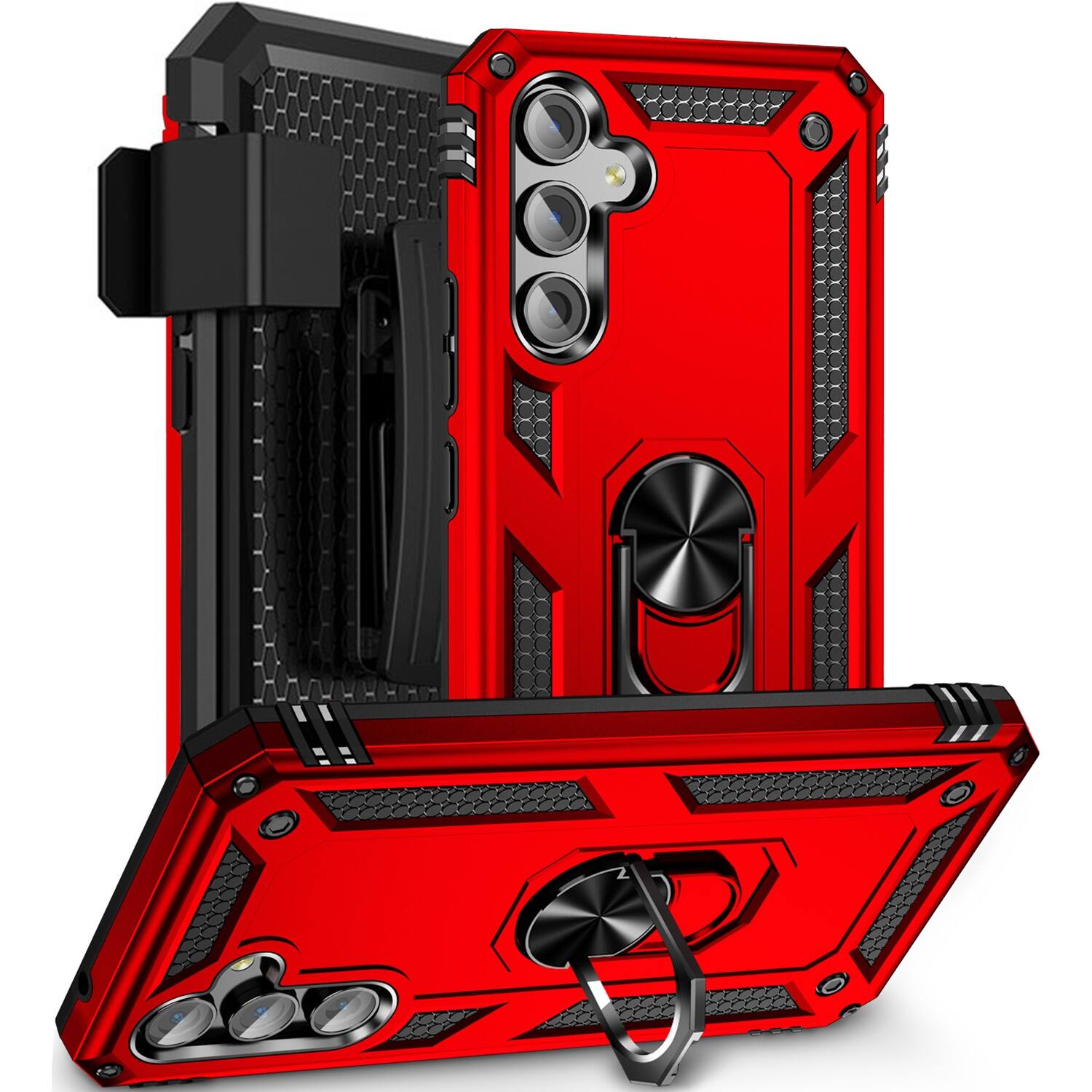 Alt View 12. SaharaCase - Military Kickstand Series with Belt Clip Case for Samsung Galaxy A54 5G - Red.