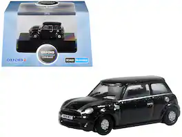 Mini Cooper S RHD (Right Hand Drive) Midnight Black with Silver Stripes 1/148 (N) Scale Model Car by Oxford Diecast