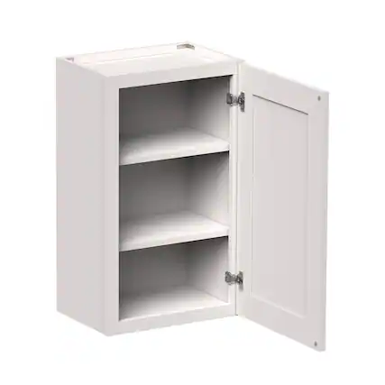 Front. Boyel Living - 18-in W x 30-in H x 12-in D Shaker RTA Kitchen Wall Cabinet with Soft-Close Doors - Glacier White.