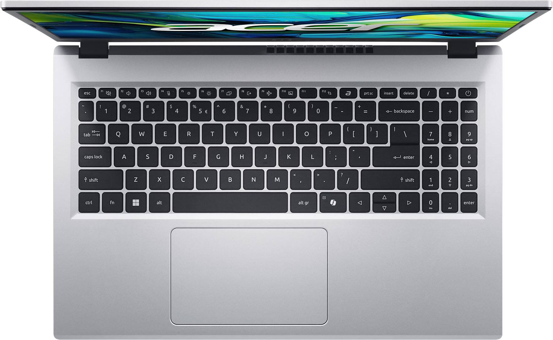 esc insert delete / * - backspace num tab Q W E R T Y U I O P [ } ] / home A S D F G H J K L : : . enter shift Z X C V B N M - . > ? / shift 1 2 3 ctrl fn alt alt gr