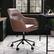 Alt View 11. Martha Stewart - Rayna Faux Leather Office Chair - Saddle Brown Faux Leather/Oil Rubbed Bronze.