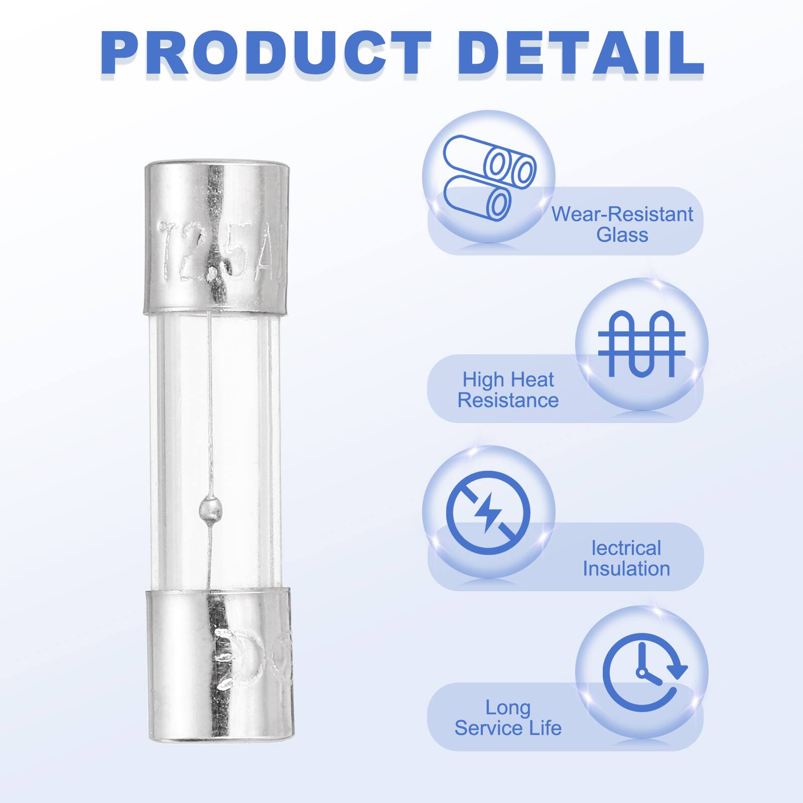 PRODUCT DETAIL

- 12.5A
- Wear-Resistant Glass
- High Heat Resistance
- Electrical Insulation
- Long Service Life