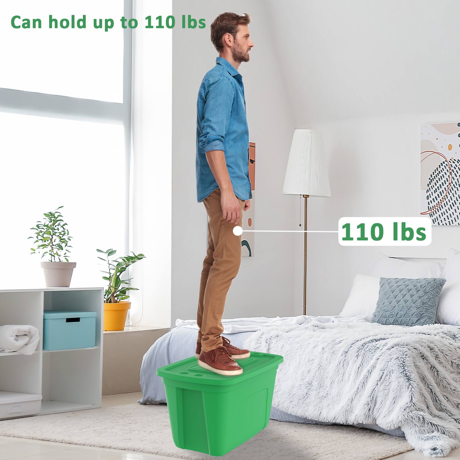 Can hold up to 110 lbs  
110 lbs