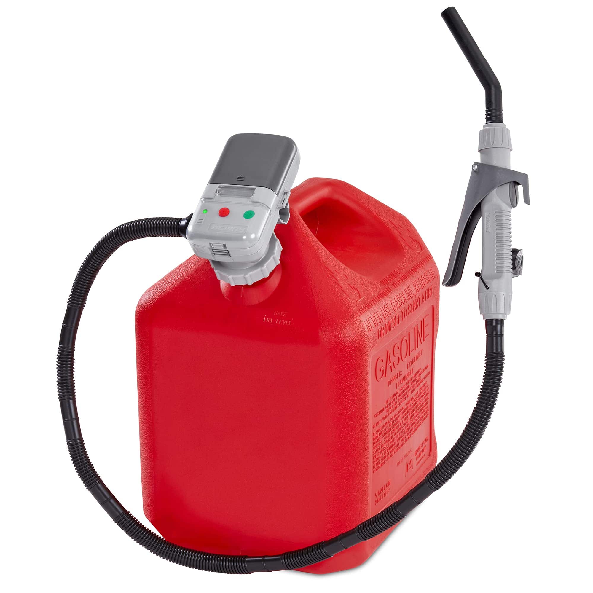 Deway - Automatic Fuel Transfer Pump W/Flow Control Nozzle, Stop & Extra Long Hose Fits All Size Cans - Grey