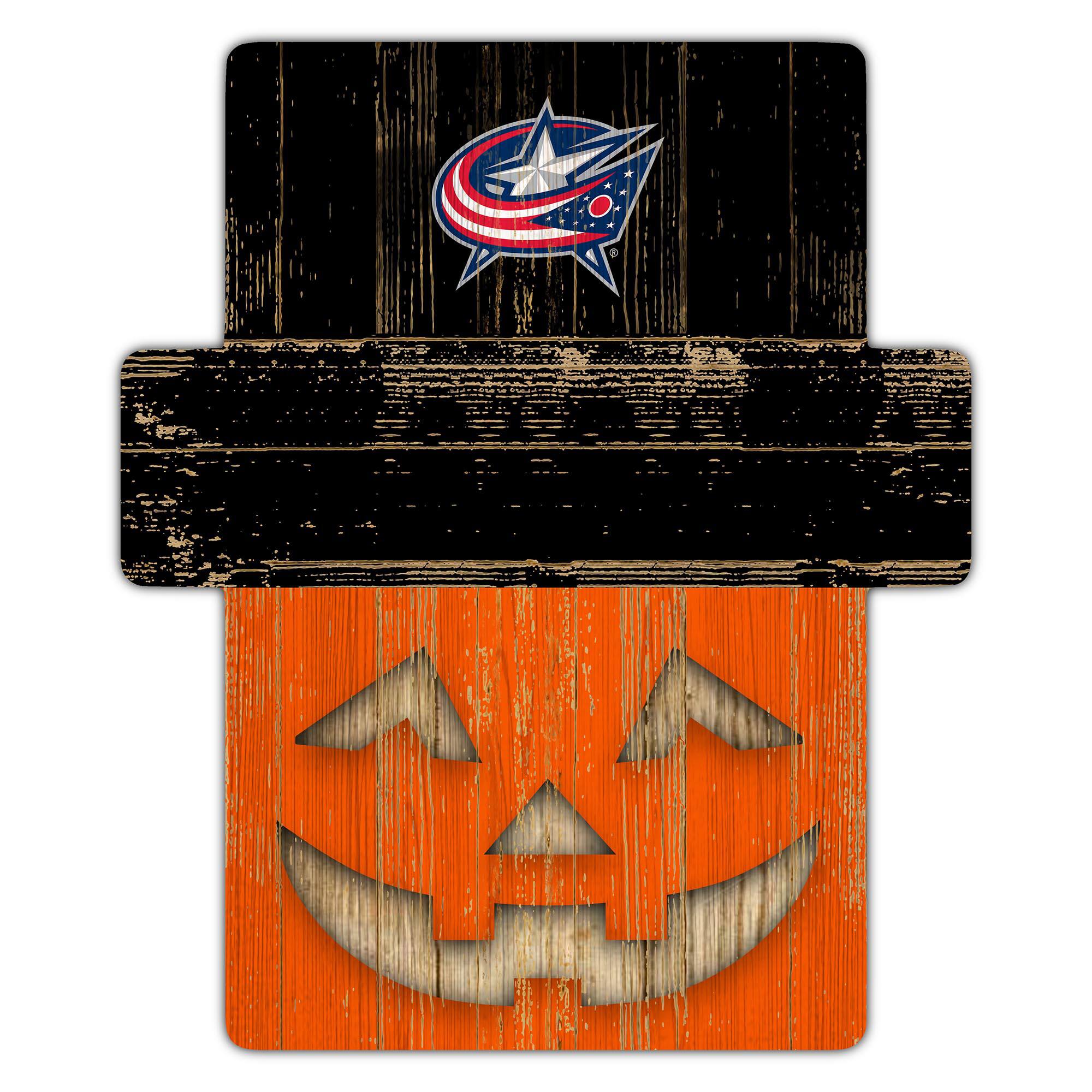 Front. Fan Creations - Columbus Blue Jackets 12" x 12" Jack-O-Lantern Display - Orange.