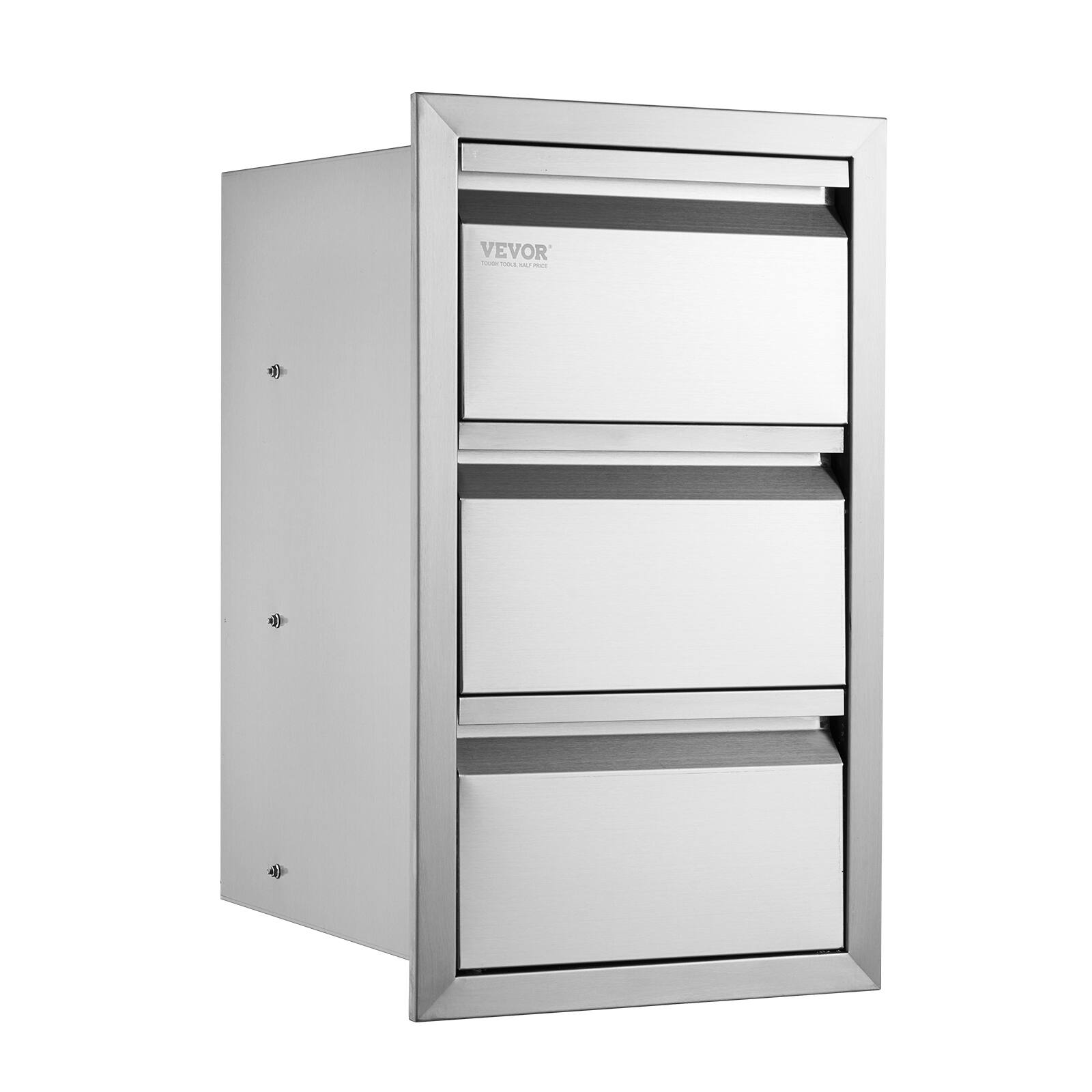 Alt View 5. VEVOR - Outdoor Kitchen Drawers 14.7" W x 25.4" H x 18.7" D, Box Frame Style Flush Mount BBQ Drawers with Stainless Steel Handle - Sliver.