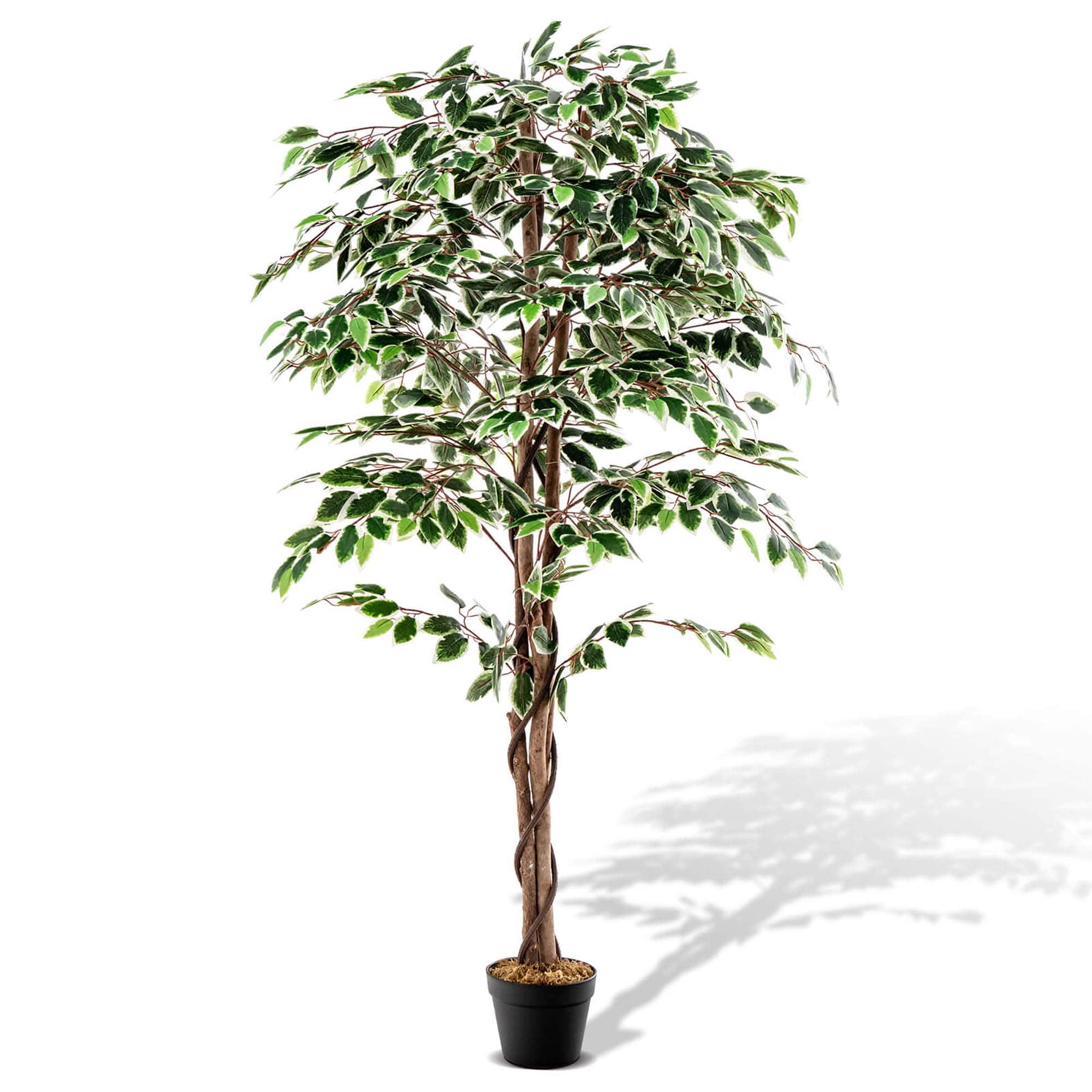 Front. Costway - Costway 63 inch Artificial Ficus Tree Faux Indoor Plant in Nursery Pot for Decoration - Green.