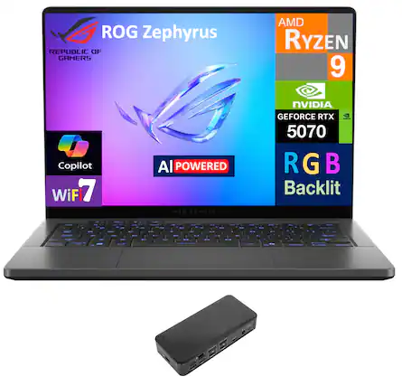 ROG Zephyrus
REPUBLIC OF GAMERS
AMD Ryzen 9
NVIDIA GeForce RTX 5070
RGB Backlit
AI Powered
Copilot
Wi-Fi 7