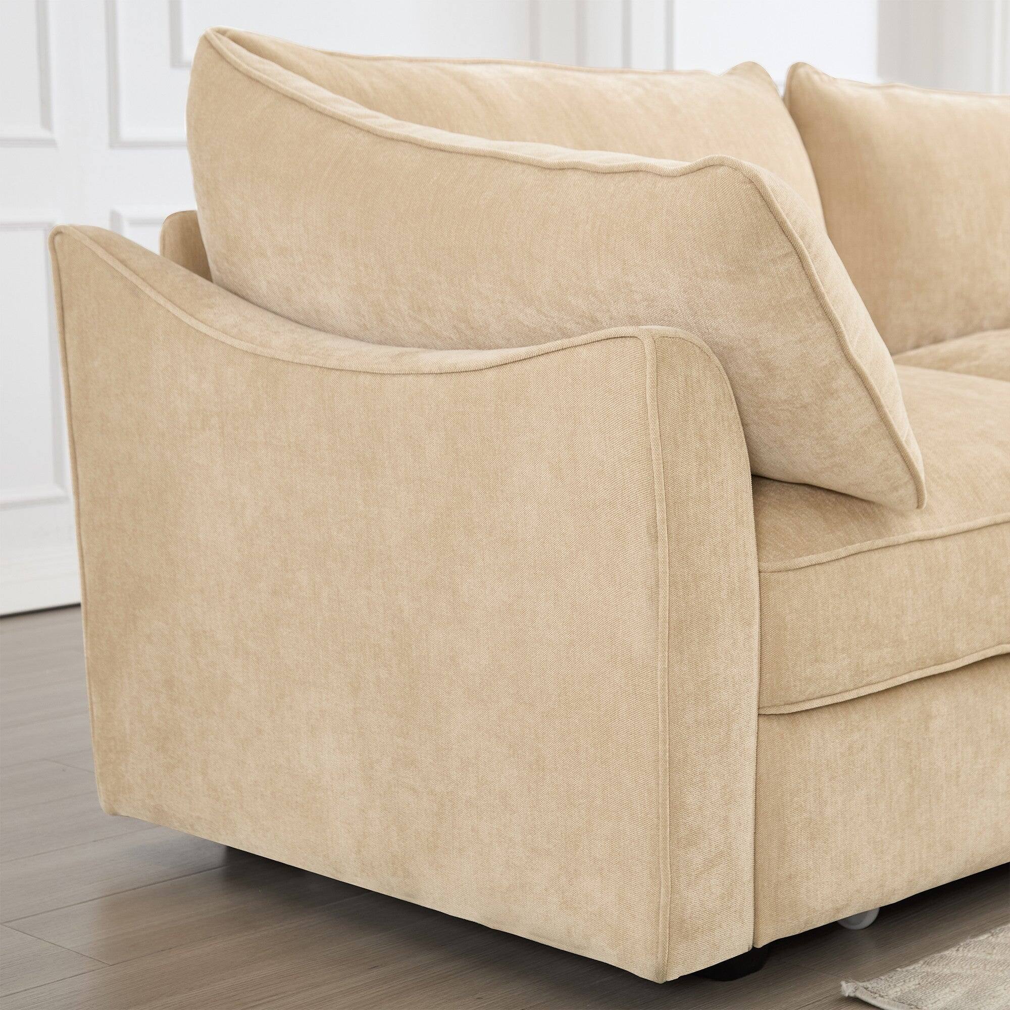 Alt View 10. Boyel Living - Chenille 3 Seater Sofa with Storage Drawers - Wheat.