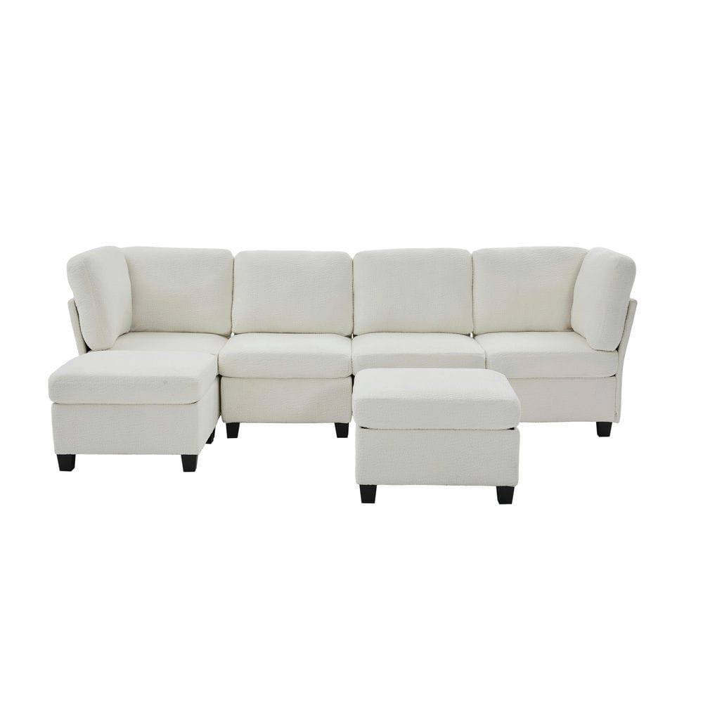 Alt View 2. Resenkos - U-Shaped 6-Seat Sectional, Oversized Modular Design with Chaise and Storage Ottoman, Beige - Beige.