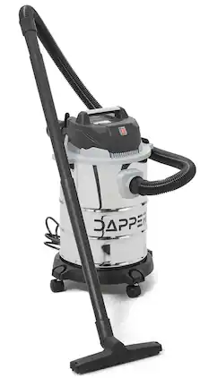 Dapper Supply - 6 Gallon 3.0 Peak HP Wet Dry Vacuum Stainless Steel Shop Vac with Attachments for Garage Workshop - Silver