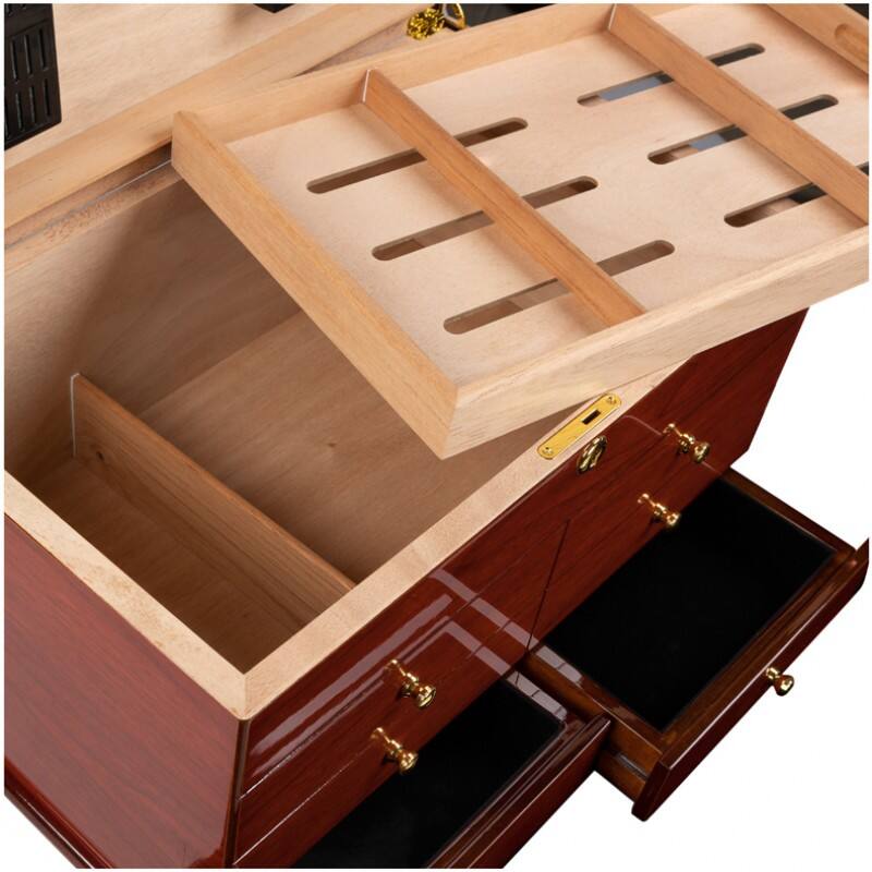 Alt View 1. Prestige - Windsor Large Desktop Humidor - Lacquer Cherry Finish.