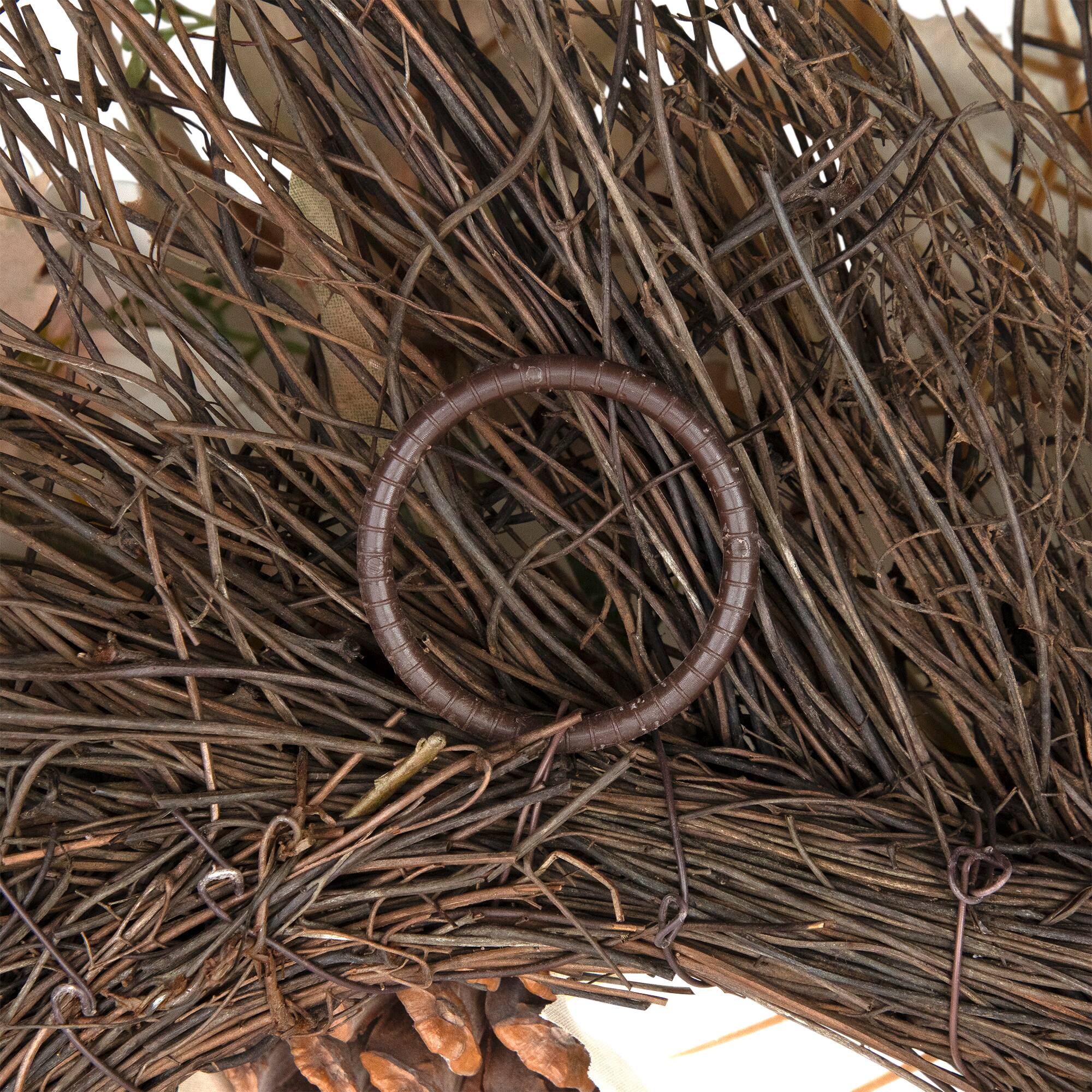 Alt View 10. Northlight - Pumpkin, Wheat and Pinecone Artificial Floral Fall Harvest Wreath - 24" - Ivory.