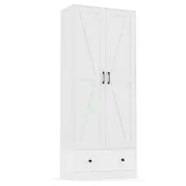 Costway - 72" Tall Kitchen Pantry Cabinet, Farmhouse Wooden Cupboard with 2 Doors, Drawer - White
