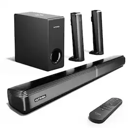 Ultimea - Apollo S50 4.1ch Sound Bar with Subwoofer, 2-in-1 Detachable, Bass Adjustable, 3 EQ Modes, 200W, ARC/Optical/Aux - Black