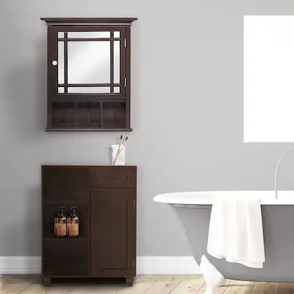Front. Teamson Home - Teamson Home Neal Medicine Cabinet with Mirrored Door, Espresso - Brown.