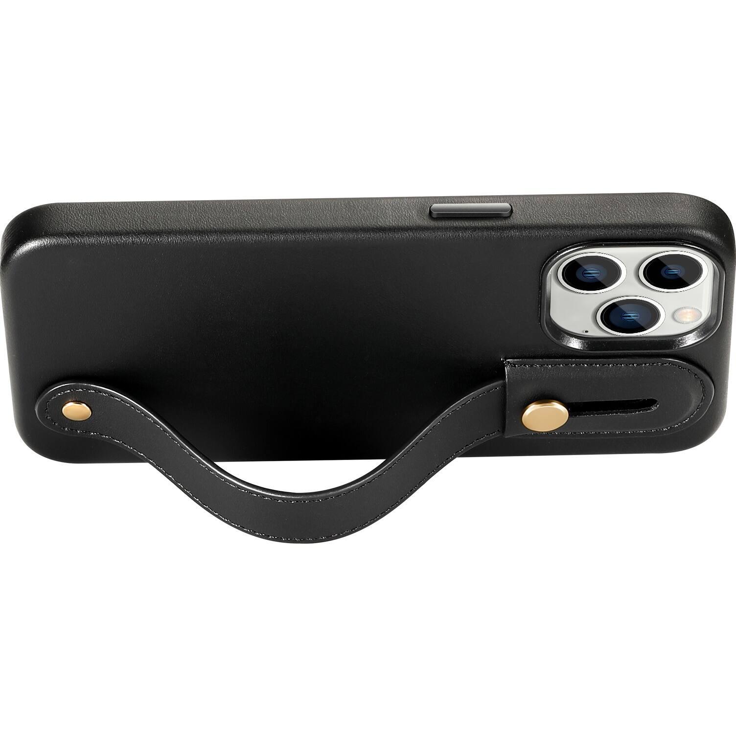 Alt View 11. SaharaCase - FingerGrip Series Genuine Leather Case with MagSafe for Apple iPhone 15 Pro Max - Black.
