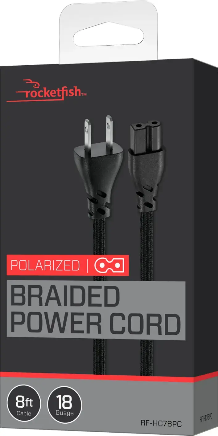 rocketfishm. POLARIZED | BRAIDED POWER CORD 8ft Cable 18 Gauge RF-HC78PC