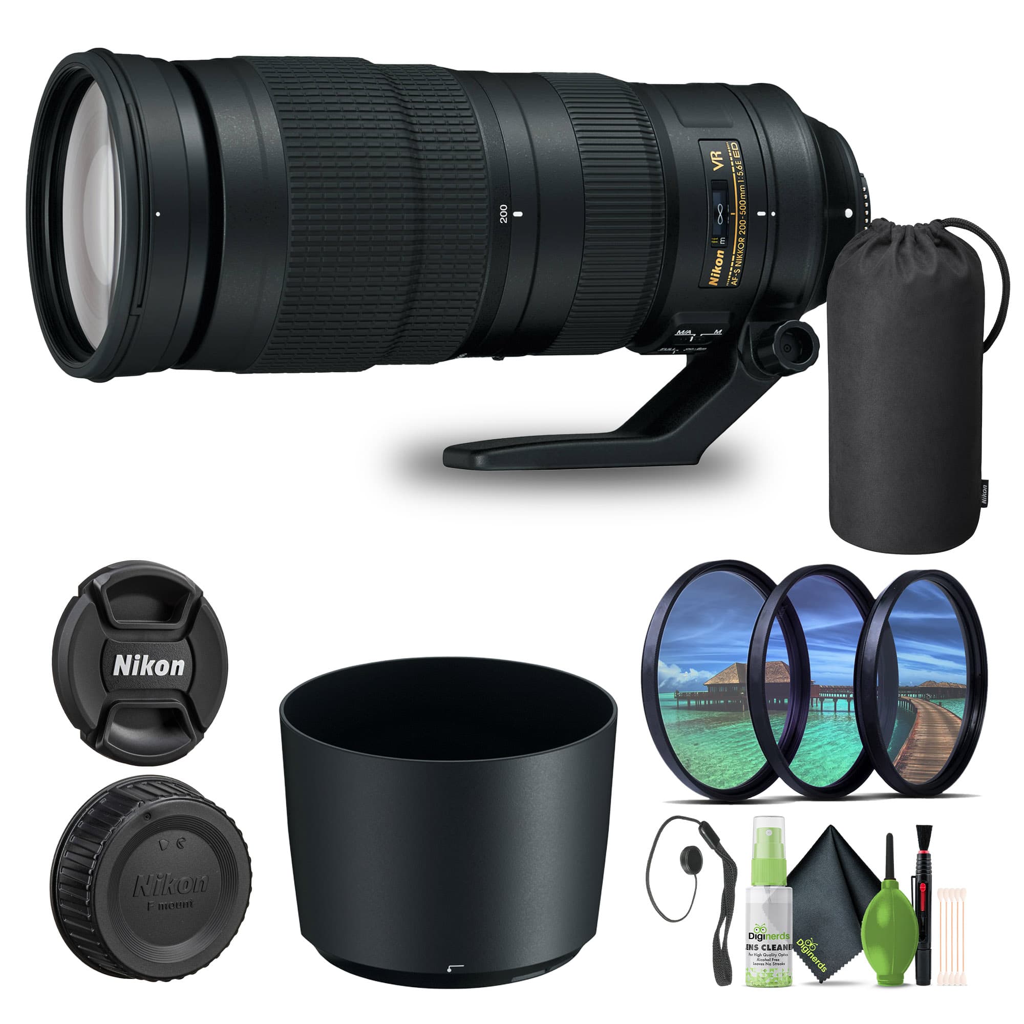 Nikon - AF-S NIKKOR 200-500mm f/5.6E ED VR Super Telephoto Zoom Lens (20058) - Bundle (International Version)