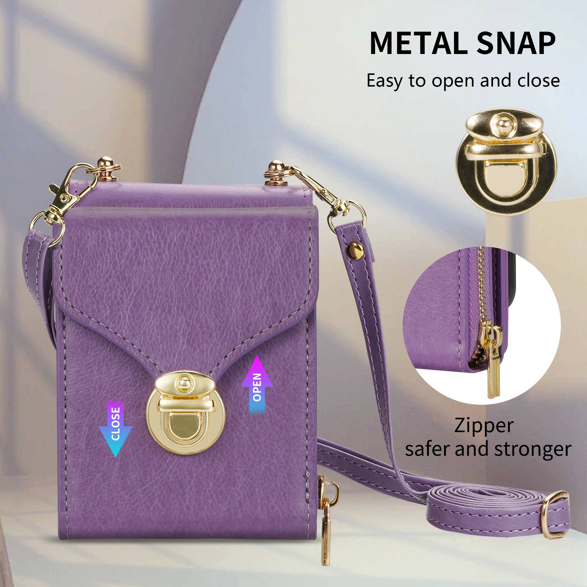 METAL SNAP  
Easy to open and close  

Zipper safer and stronger