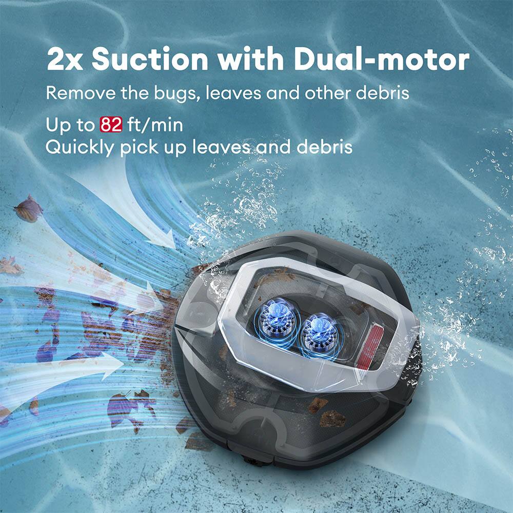 2x Suction with Dual-motor  
Remove the bugs, leaves and other debris  
Up to 82 ft/min  
Quickly pick up leaves and debris