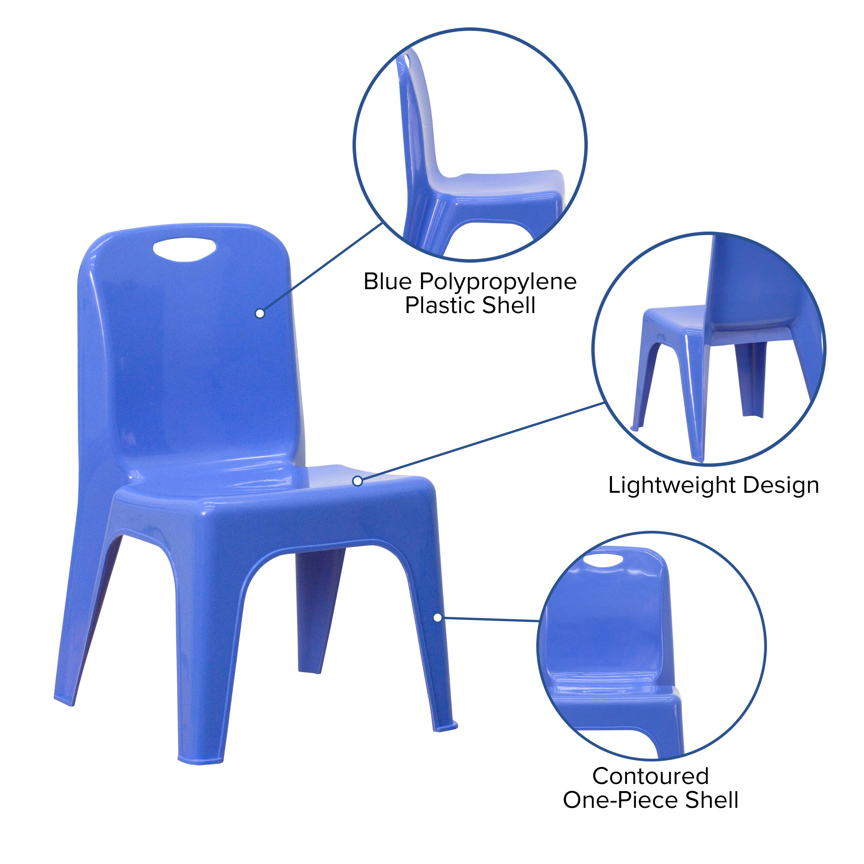 Blue Polypropylene Plastic Shell Lightweight Design Contoured One-Piece Shell