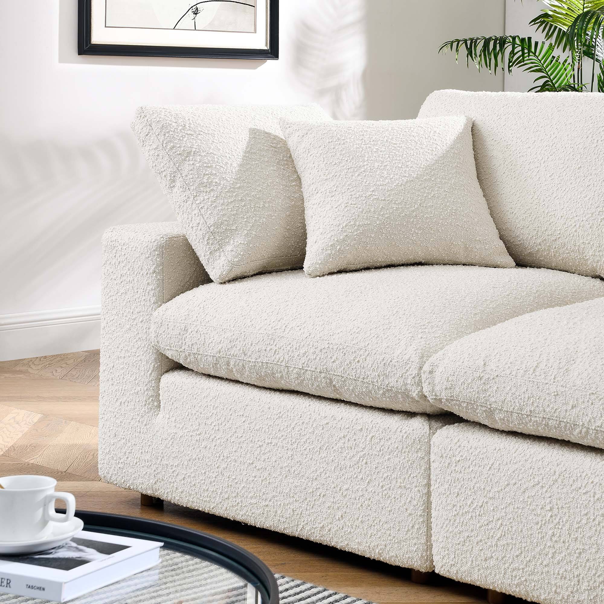 Commix Down Filled Overstuffed Boucle Fabric Loveseat by Modway Ivory ...