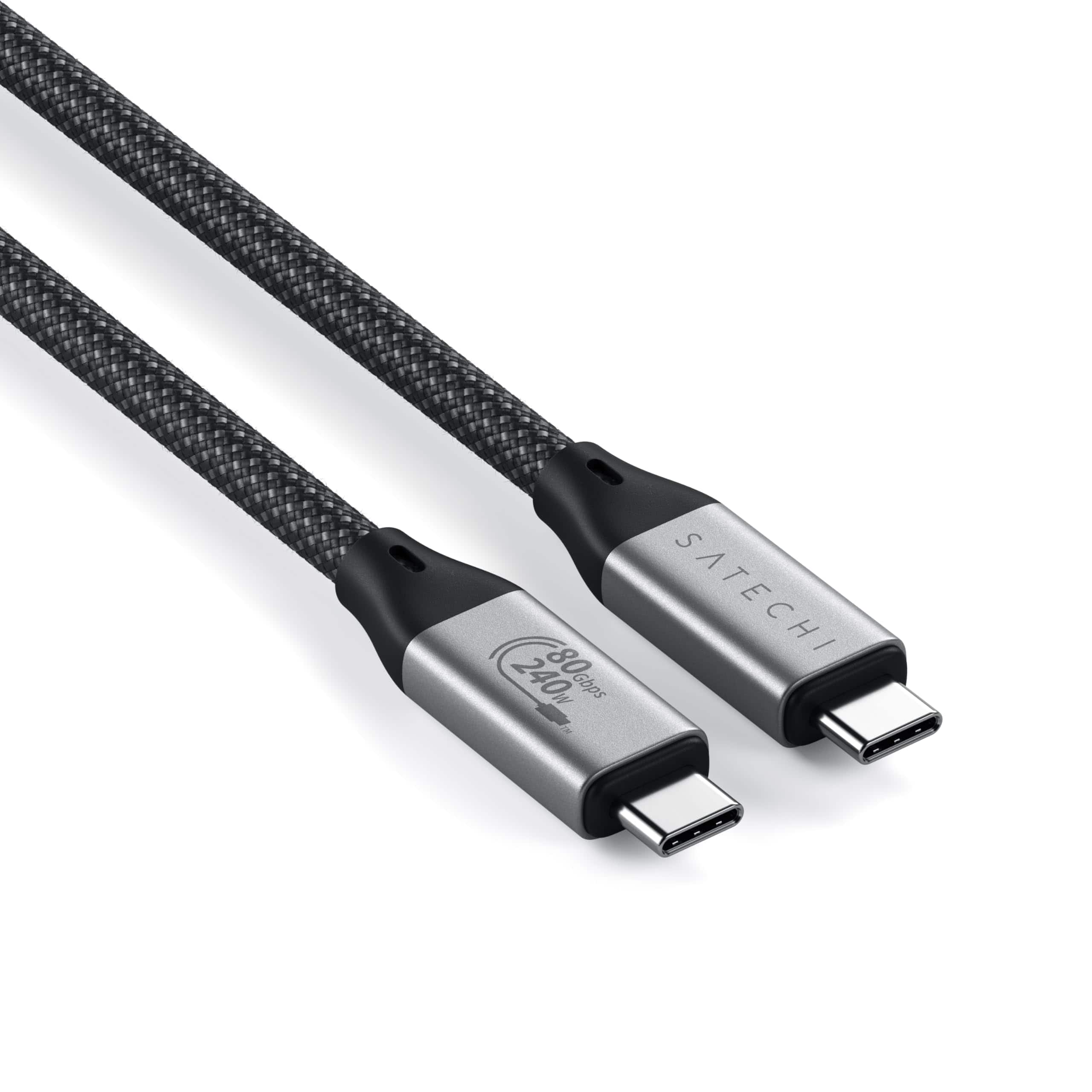 Satechi - USB4 V2 Pro Cable (1.2m/3.9ft) - 120Gbps Data Transfer, 240W PD, 8K Display, Thunderbolt 5/4/3 Compatible - Black