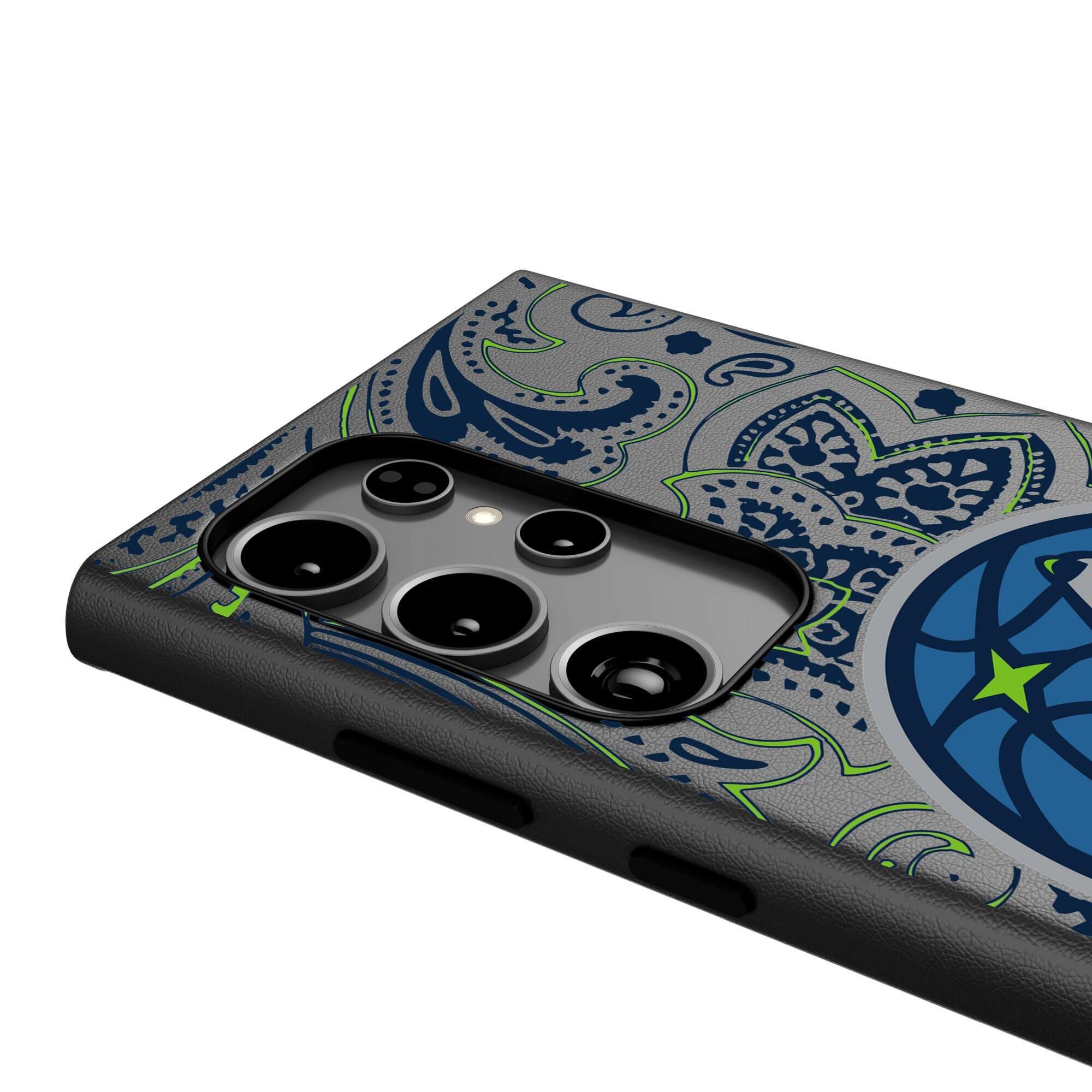 Alt View 3. Keyscaper - Minnesota Timberwolves Paisley Galaxy Magnetic Bump Case - S24 Ultra - Black.