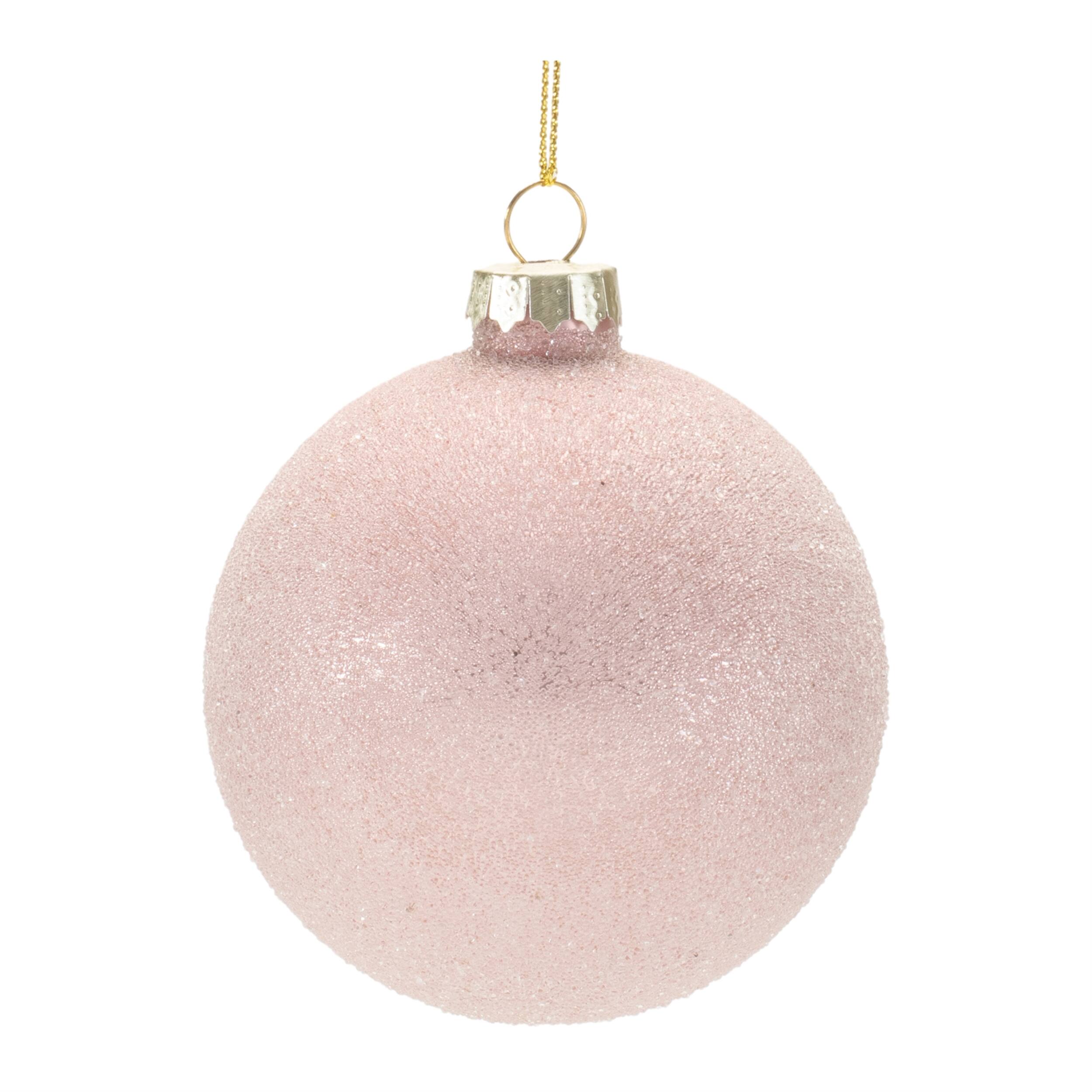 Front. BreeBe - Beaded Glass Ball Ornament (Set of 12) - Pink.