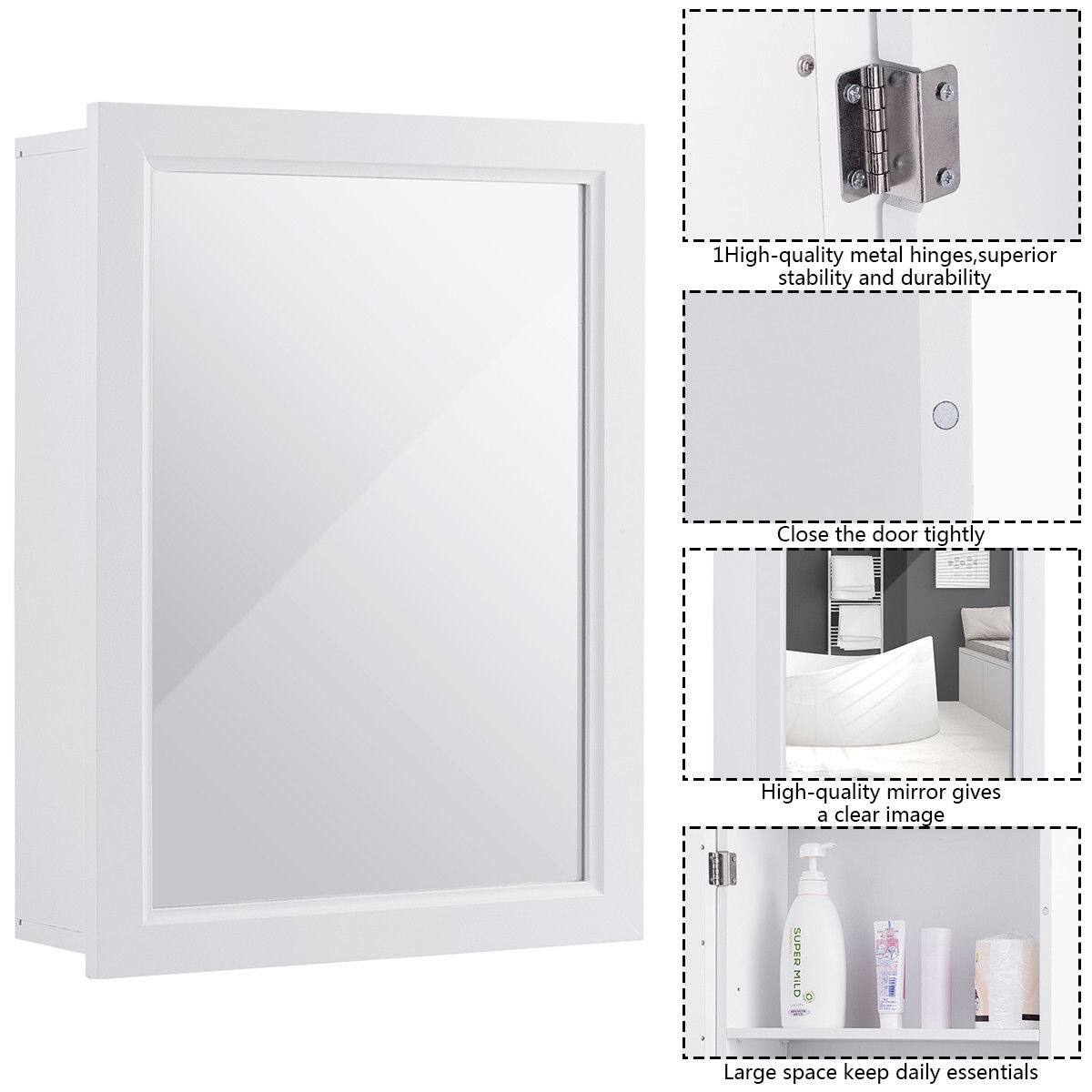 1. High-quality metal hinges, superior stability and durability  
2. Close the door tightly  
3. High-quality mirror gives a clear image  
4. Large space keeps daily essentials